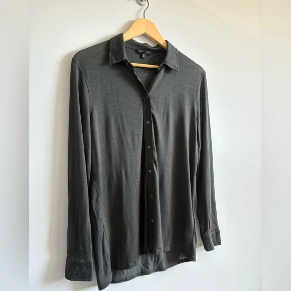 Massimo Dutti Dark Khaki Green Top | Size Medium - Picture 4 of 9